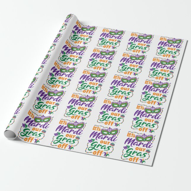 Låt oss Mardi Vår Gras Av Funny Mardi Gras Party Presentpapper (Utrullad)