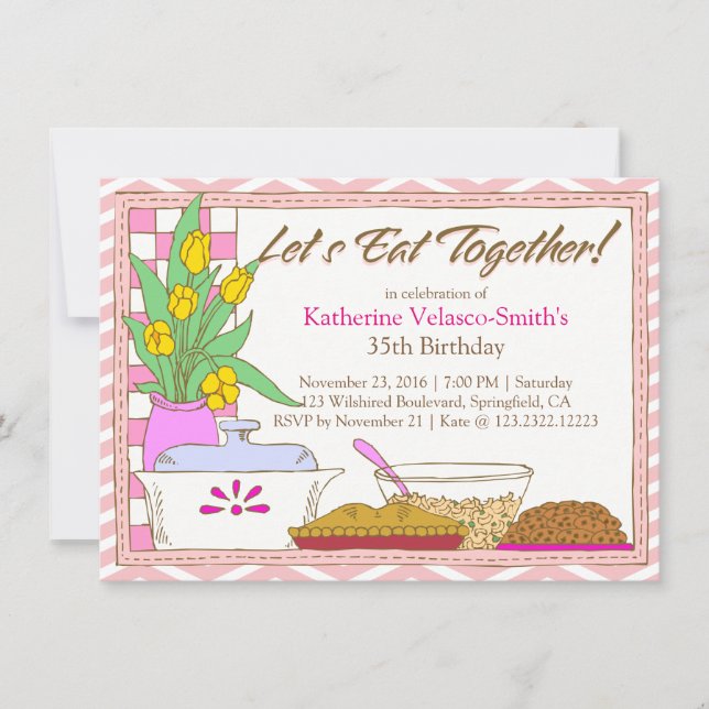 Låt oss mat tillsammans med middag eller födelseda inbjudningar (Framsida)