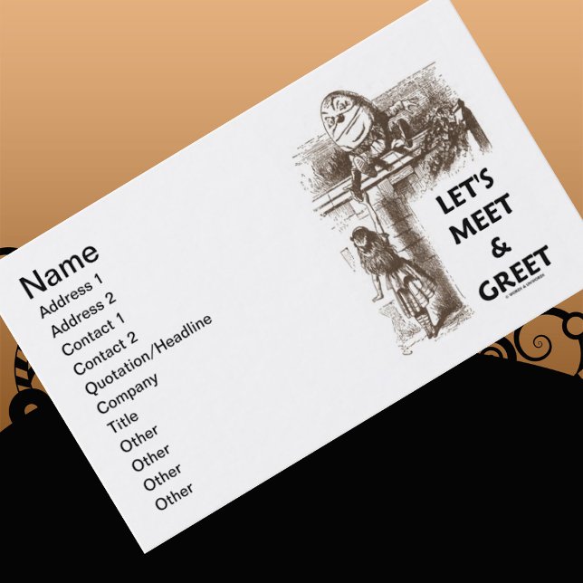 Låt oss Meet & Greet Alice Humpty Dumpty Wonderlan Visitkort (Let your wry Wonderland side shine with this "Let's Meet & Greet" business card)