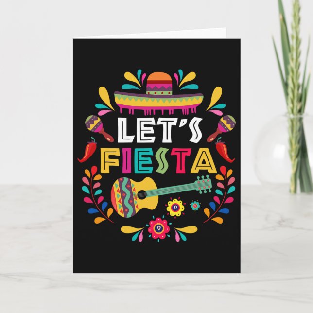 Låt oss Mexikansk Fiesta Cinco De Mayo Party Färgg Kort (Framsida)
