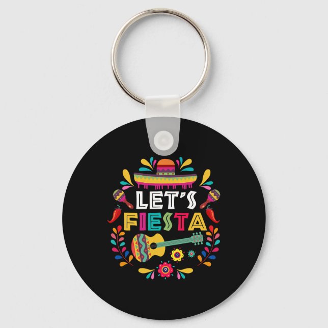 Låt oss Mexikansk Fiesta Cinco De Mayo Party Färgg Nyckelring (Framsida)