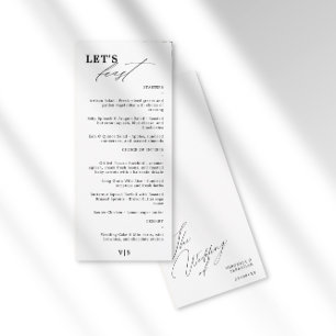 Låt oss Modern Calligraphy Black Bröllop Menu Meny