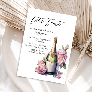 Låt oss Möhippa för Blommigt av toast Champagne Inbjudningar