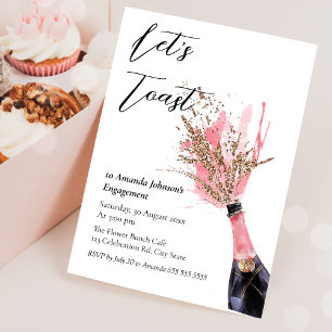 Låt oss Möhippa för Rosa av toast Champagne Inbjudningar