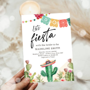 Låt oss Möhippan Fiesta Cactus Watercolor Inbjudningar