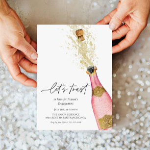 Låt oss Möhippan Toast Rosa Champagne Flaska Inbjudningar