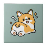 Låt oss Nap först - Cute Corgi Butt-Tecknad Kakelplatta<br><div class="desc">Den här fina "Butt First,  Låt oss Nap"-designen har en lekfull Corgi med dess namnteckning fluffy rumpa,  perfekt för hundälskare som uppskattar humor och finhet. #PetThLED #CorgiOwner #GladPuppy #WhimsicalAnimal</div>