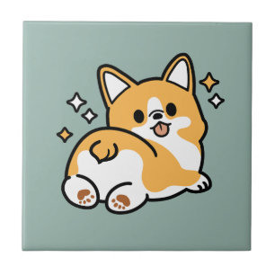 Låt oss Nap först - Cute Corgi Butt-Tecknad Kakelplatta