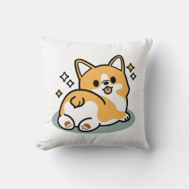 Låt oss Nap först - Cute Corgi Butt-Tecknad Kudde