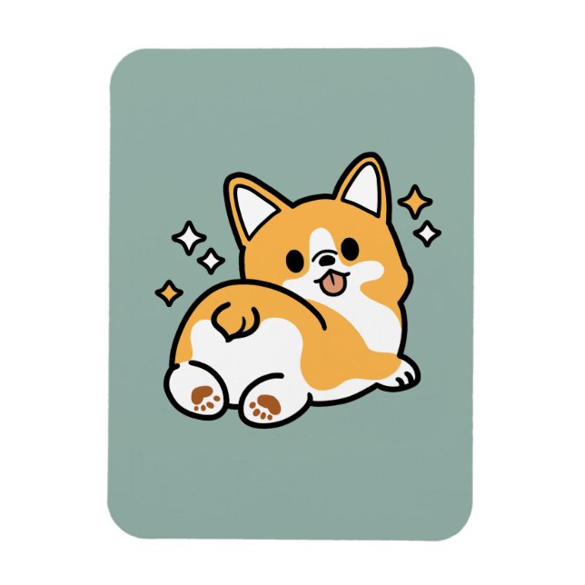 Låt oss Nap först - Cute Corgi Butt-Tecknad Magnet (Vertikal)
