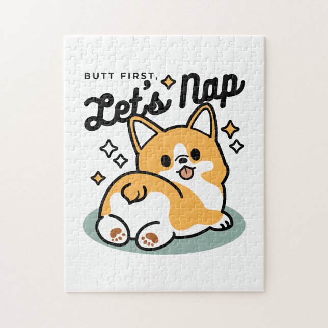 Låt oss Nap först - Cute Corgi Butt-Tecknad Pussel (Vertikal)