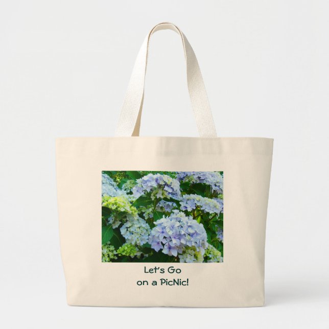 Låt oss på en PicNic! Tote bag Blue Hydrangeas Jumbo Tygkasse (Framsidan)