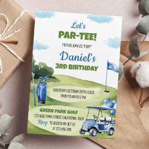 Låt oss Par Golf Boy Födelsedagsfest inbjudan