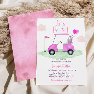 Låt oss Par-T Rosa Girl Golf Baby Shower Inbjudningar