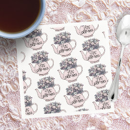 Låt oss Par-Tea Blommigt Tekanna Girls Birthday Pappersservett