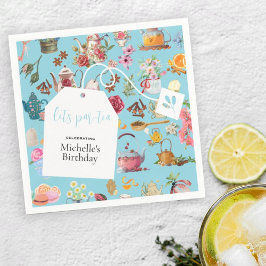 Låt oss Par Tea Blue Vår Blommigt Födelsedagsfest Pappersservett