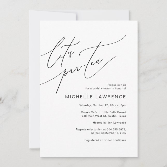 Låt oss Par-tea, Möhippa Party Firande Inbjudningar (Framsida)