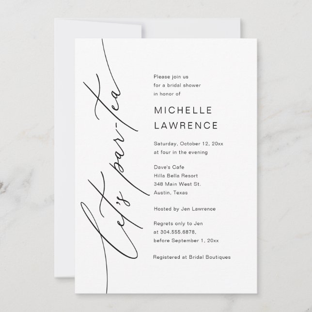 Låt oss Par-tea, Möhippa Party Firande Inbjudningar (Framsida)