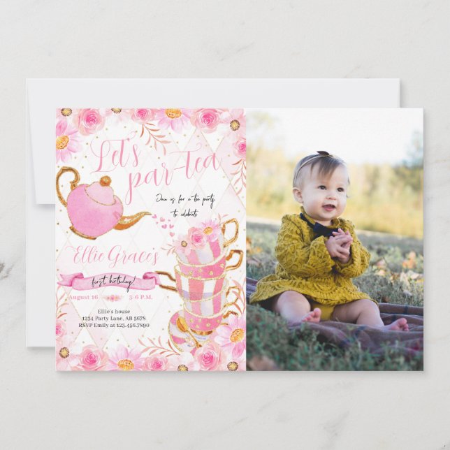 Låt oss Par-tea Tea Party Photo Inbjudningar (Framsida)