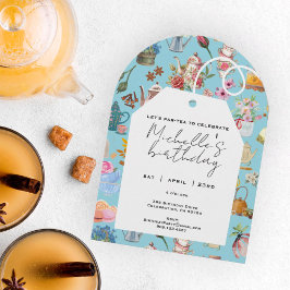 Låt oss Par Tea vid alla åldrar Födelsedag Blommig Inbjudningar