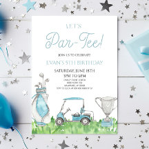 Låt oss Par-Tee! Blå golf-Födelsedagsfest