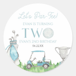 Låt oss Par-Tee Blue Golf 2:a födelsedagen Party Runt Klistermärke