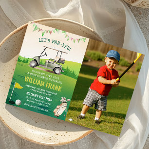 Låt oss Par-Tee Golf Boy Party Baby Shower Photo Inbjudningar