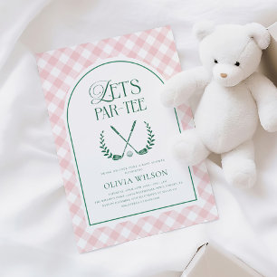 Låt oss Par-Tee Preppy Golf Girl Baby Shower Inbjudningar