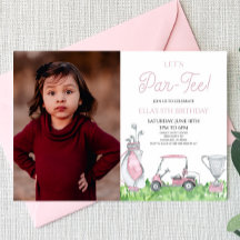 Låt oss Par-Tee! Rosa Golf Bild Födelsedagsfest