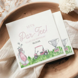 Låt oss Par-Tee Rosa Golf-Födelsedagsfest Pappersservett