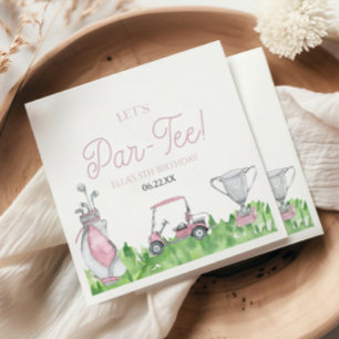 Låt oss Par-Tee Rosa Golf-Födelsedagsfest Pappersservett