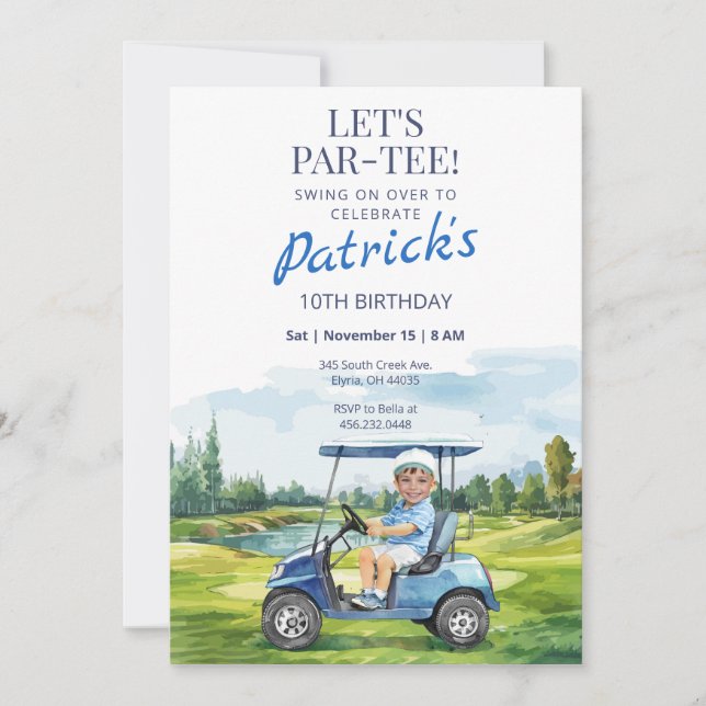 Låt oss ParTee Golf i alla åldrar Födelsedag Photo Inbjudningar (Framsida)