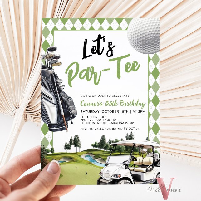 Låt oss ParTee Neutralt Golf-Födelsedagsfest Inbjudningar (Skapare uppladdad)