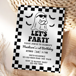 Låt oss Party 1:a födelsedag Halloween fest Inbjudningar