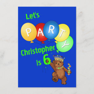 Låt oss Party 6e, födelsedagskalprins Inbjudningar