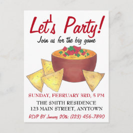 Låt oss Party! Big Football Game Nacho Chip Inbjudan Vykort