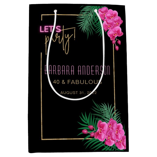 Låt oss Party Black Guld Neon Tropical 40:e födels (Framsidan)