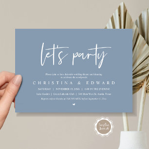 Låt oss Party, Bröllop Elopement, modern minimalis Inbjudningar