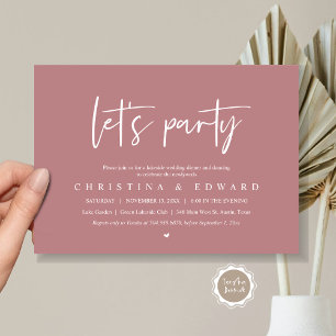 Låt oss Party, Bröllop Elopement, modern minimalis Inbjudningar