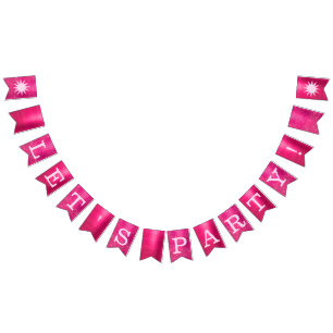 Låt oss Party Chic Shock rosa Glam Roligt Diamond Vimplar