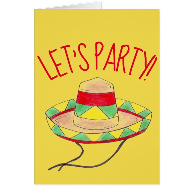 Låt oss Party Cinco de Mayo Mexican Fiesta Sombrer Hälsningskort (Framsidan)