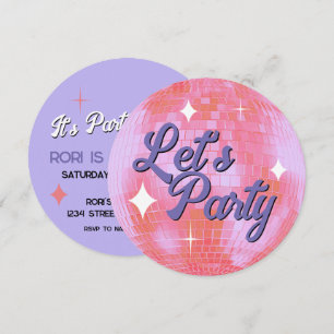 Låt oss Party Disco Boll födelsedagsinbjudan Inbjudningar