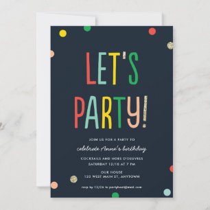 Låt oss Party! Faux Guld Confetti Partinbjudan Inbjudningar