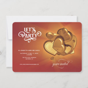 Låt oss Party Guld Hearts spara datumet (version 5
