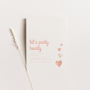 Låt oss Party Hearty Kärlek Heart Birthday Inbjuda Inbjudningar