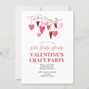 Låt oss Party Hearty Valentine Craft Party Inbjudningar