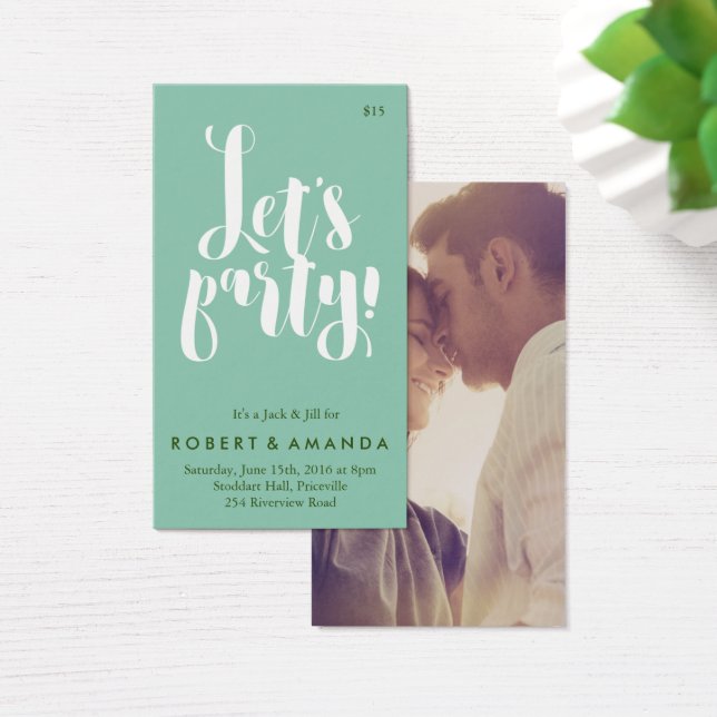 Låt oss Party Jack och Jill Biljett, Aqua Visitkort (Skivbord)
