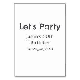 Låt oss party lycklig 30års födelsedag, enkel gråt bordsnummer