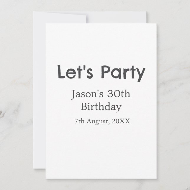 Låt oss party lycklig 30års födelsedag, enkel gråt inbjudningar (Framsida)
