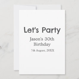 Låt oss party lycklig 30års födelsedag, enkel gråt inbjudningar